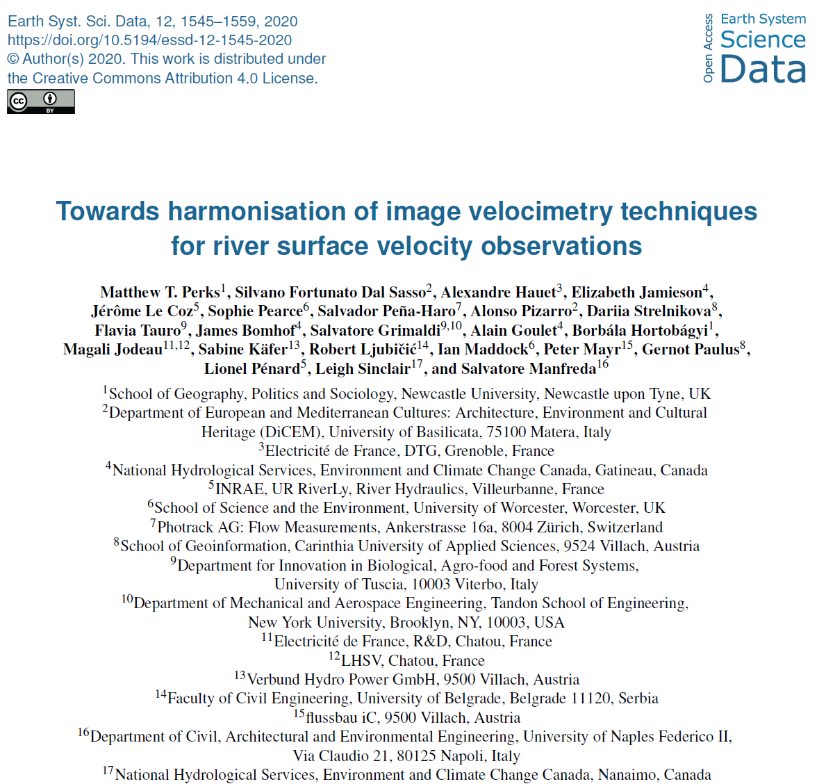 Towards harmonisation of image velocimetry techniques for river surface velocity observations